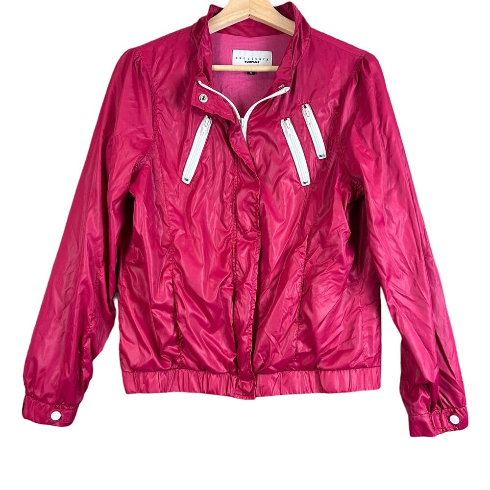 Sanctuary Surplus Magenta Pink Bomber Track Jacket Lined Windbreaker M Medium
